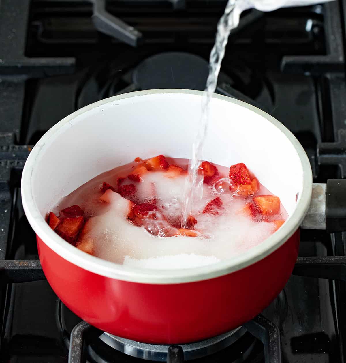 Making a Simple Strawberry Sauce in a Pot.