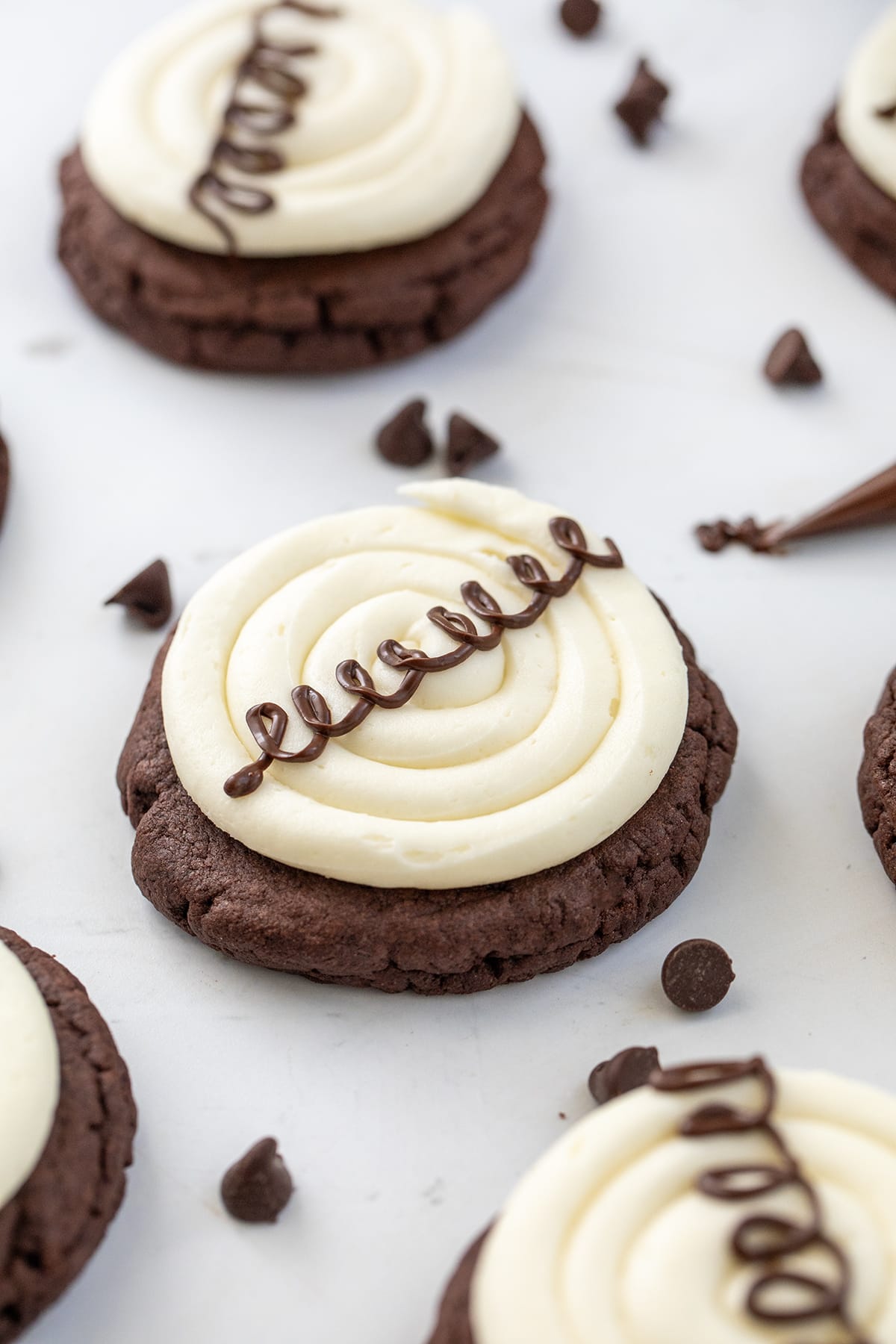 Marshmallow Dream Cookies on a White Counter.