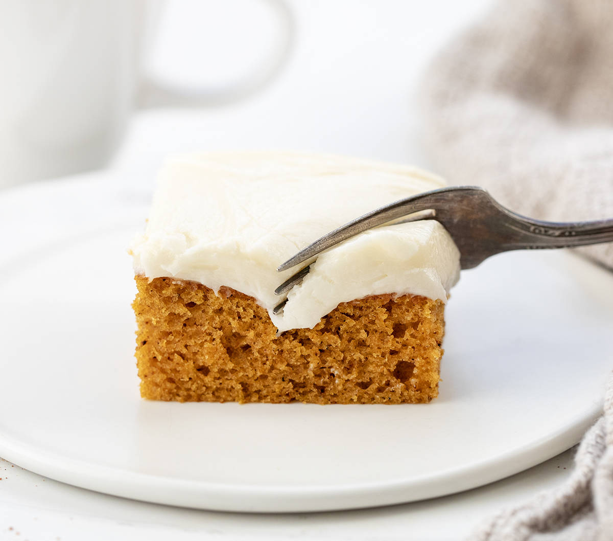 Fork Taking a Bite of a Pumpkin Bar.