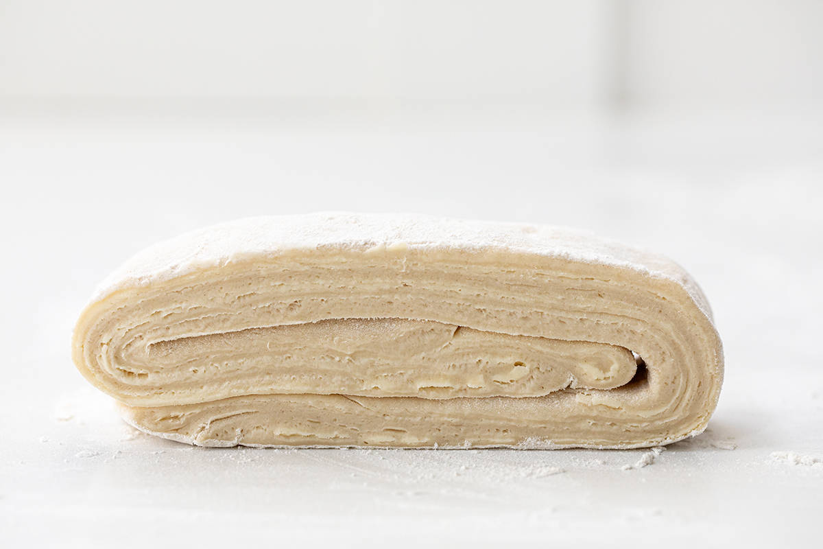 Folded Croissant Dough Before Making From-Scratch Cruffins. 