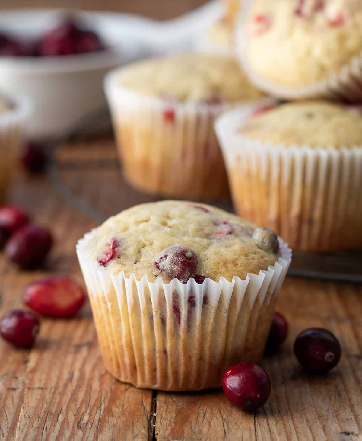 Close up of a Cranberry Banana Muffin.