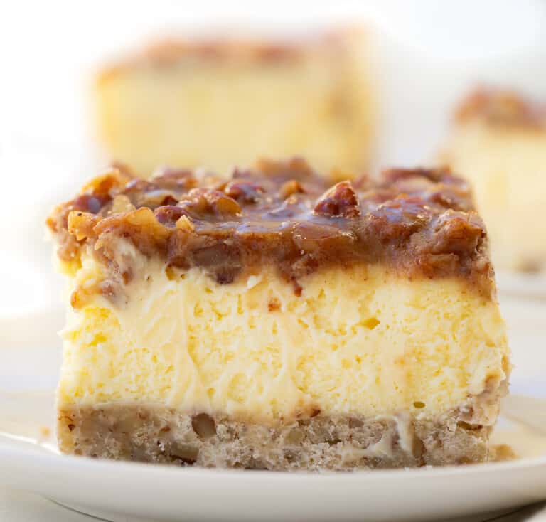 Pecan Pie Cheesecake Bars - i am baker