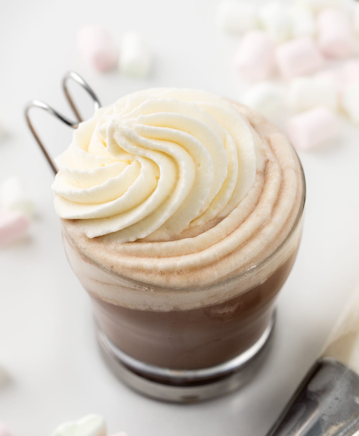 Cup of Hot Cocoa with Marshmallow Whipped Cream.