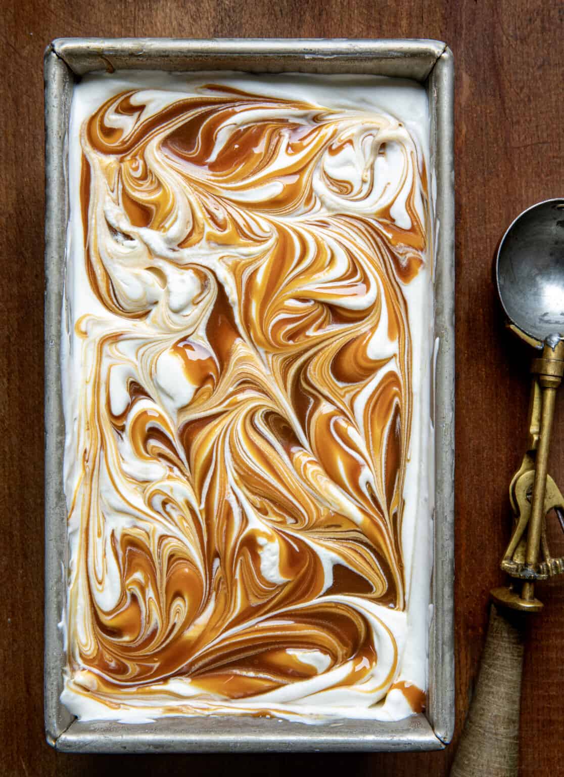 No Churn Salted Caramel Ice Cream - I Am Baker