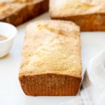 Brown Butter Pound Cakes on a white counter showing all 3 loaves the recipe makes.