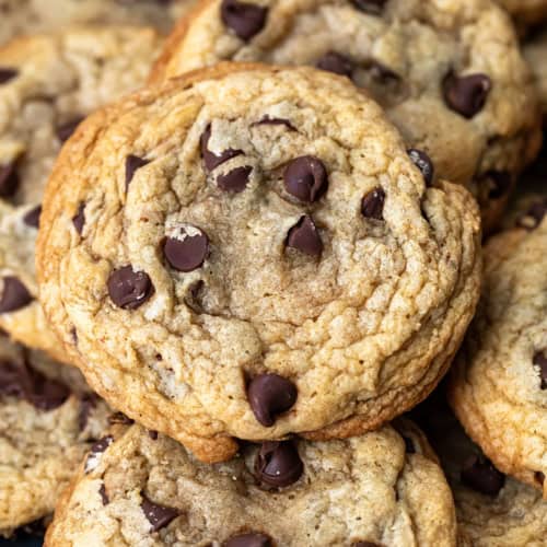 Close up of Bourbon Browned Butter Chocolate Chip Cookies.