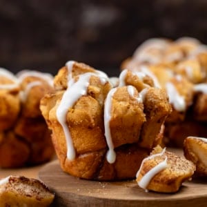 Close up of Cinnamon Roll Monkey Bread Muffin.