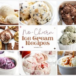 8 images of different No Churn Ice Cream recipes with the words No Church Ice Cream Recipes.