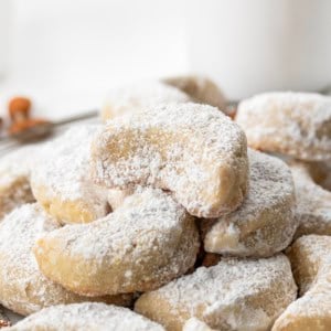 Close up of Almond Crescent Cookies.