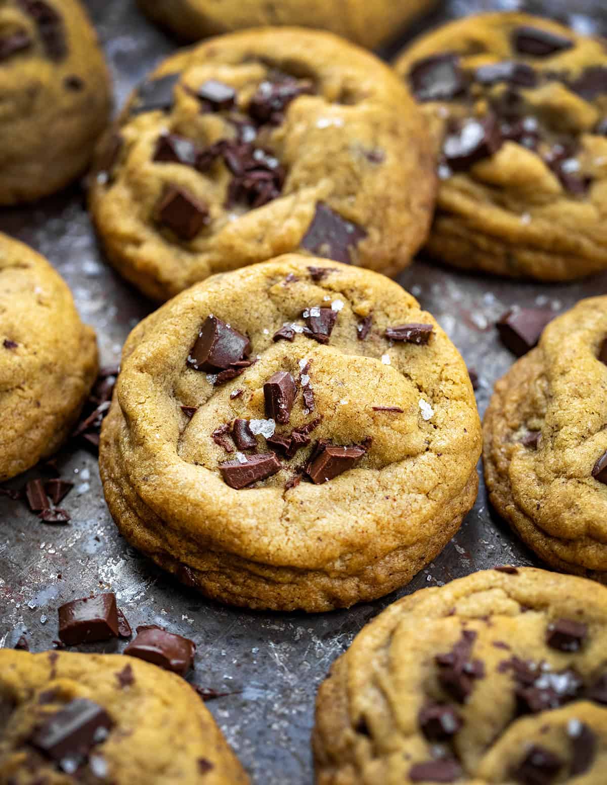 These Browned Butter Pumpkin Chocolate Chip Cookies are soft, chewy, and bursting with cozy fall flavors. The nutty richness of browned butter pairs perfectly with pumpkin and pumpkin pie spice, while melty chocolate chunks add indulgence in every bite!