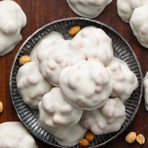 Mini tray of Polar Bear Paws on a wooden table from overhead.
