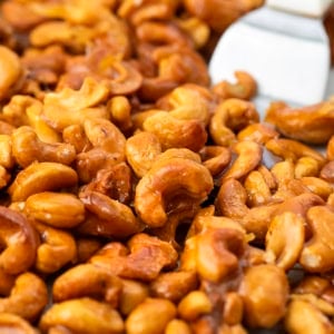 Close up of Candied Cashews.