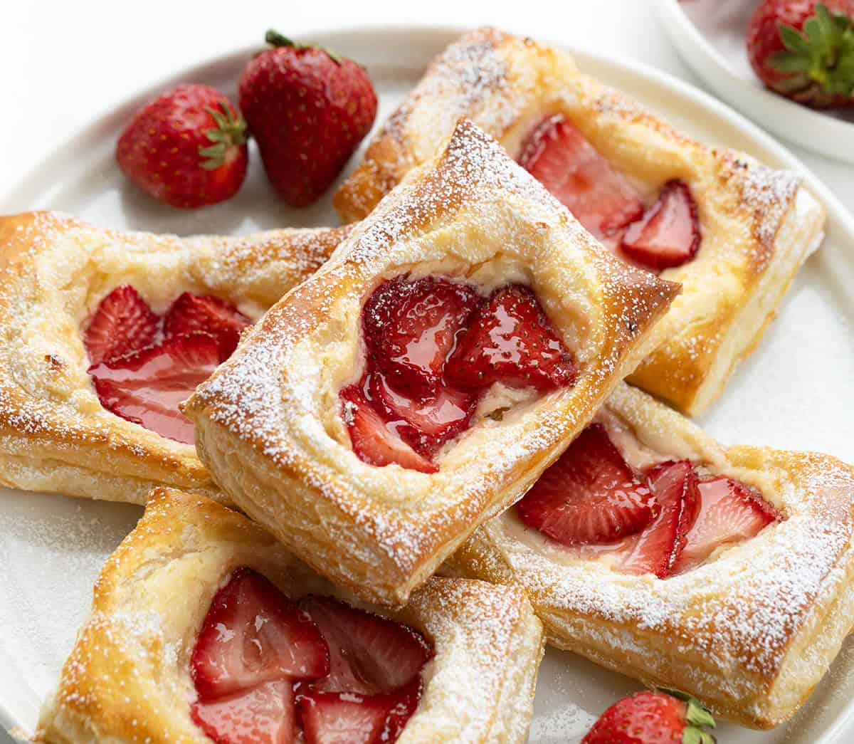 Close up of Strawberry Cream Cheese Danish on a plate.