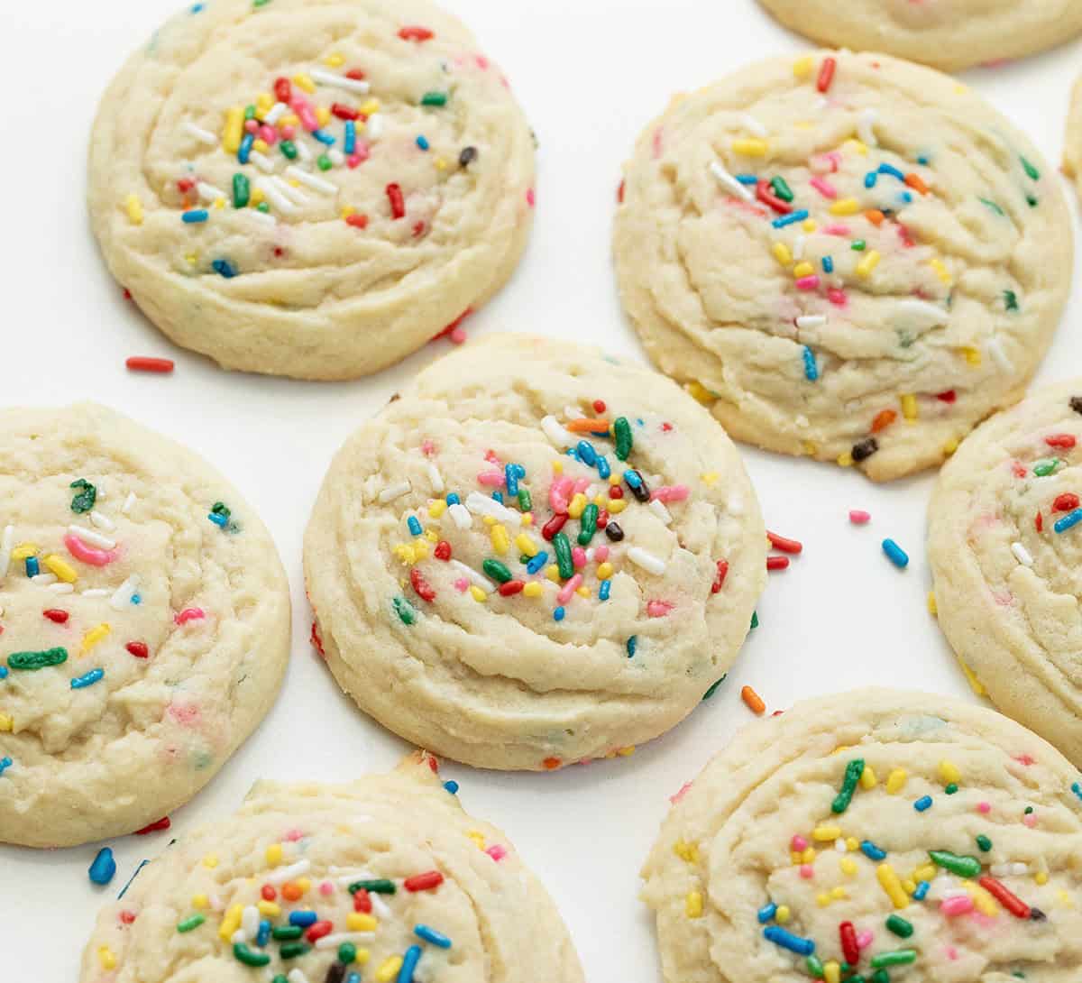Close up of Sprinkles Sugar Cookies.