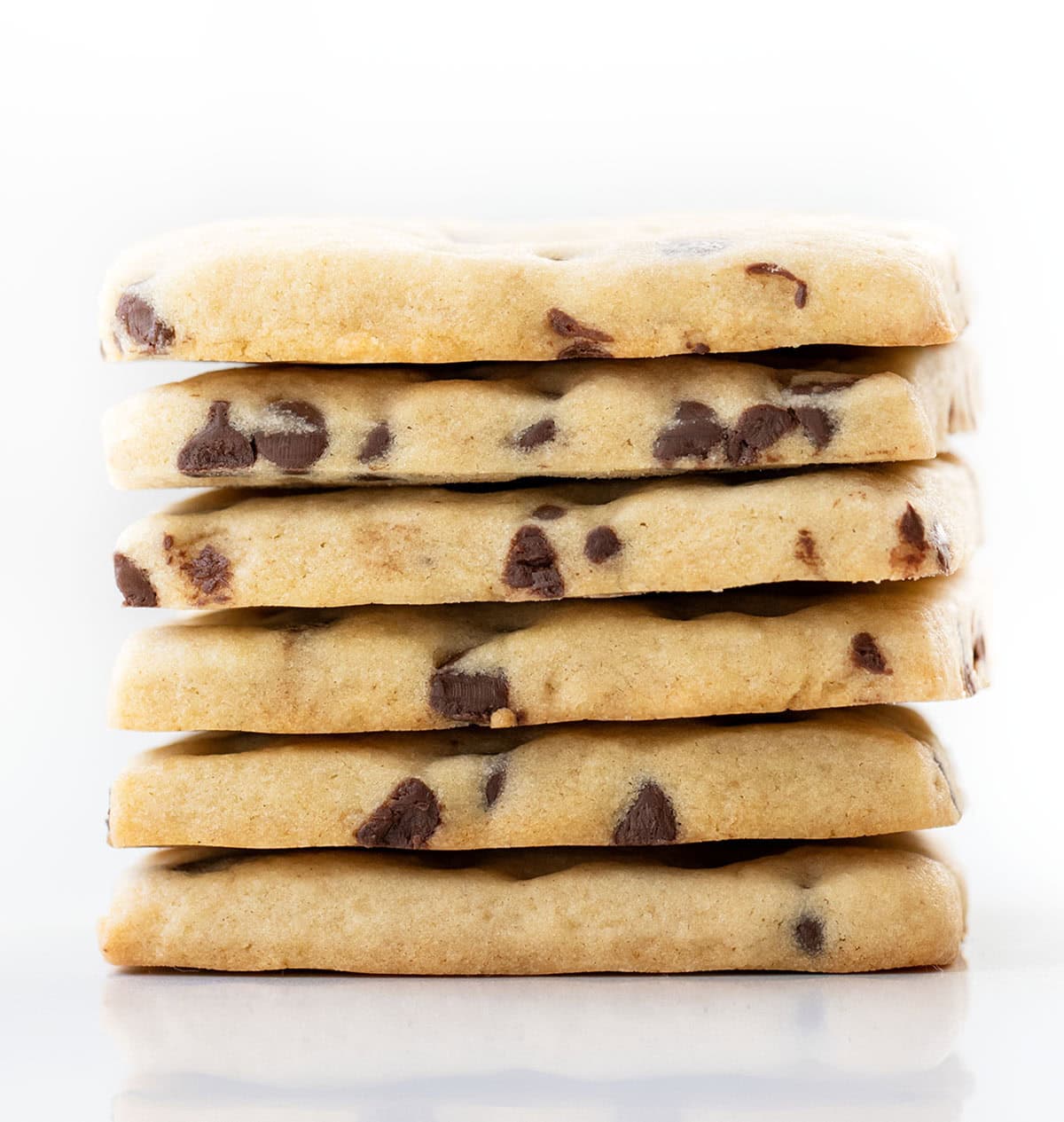 Stack of square Chocolate Chip Cut-Out Cookies Stack of square Chocolate Chip Cut-Out Cookies.