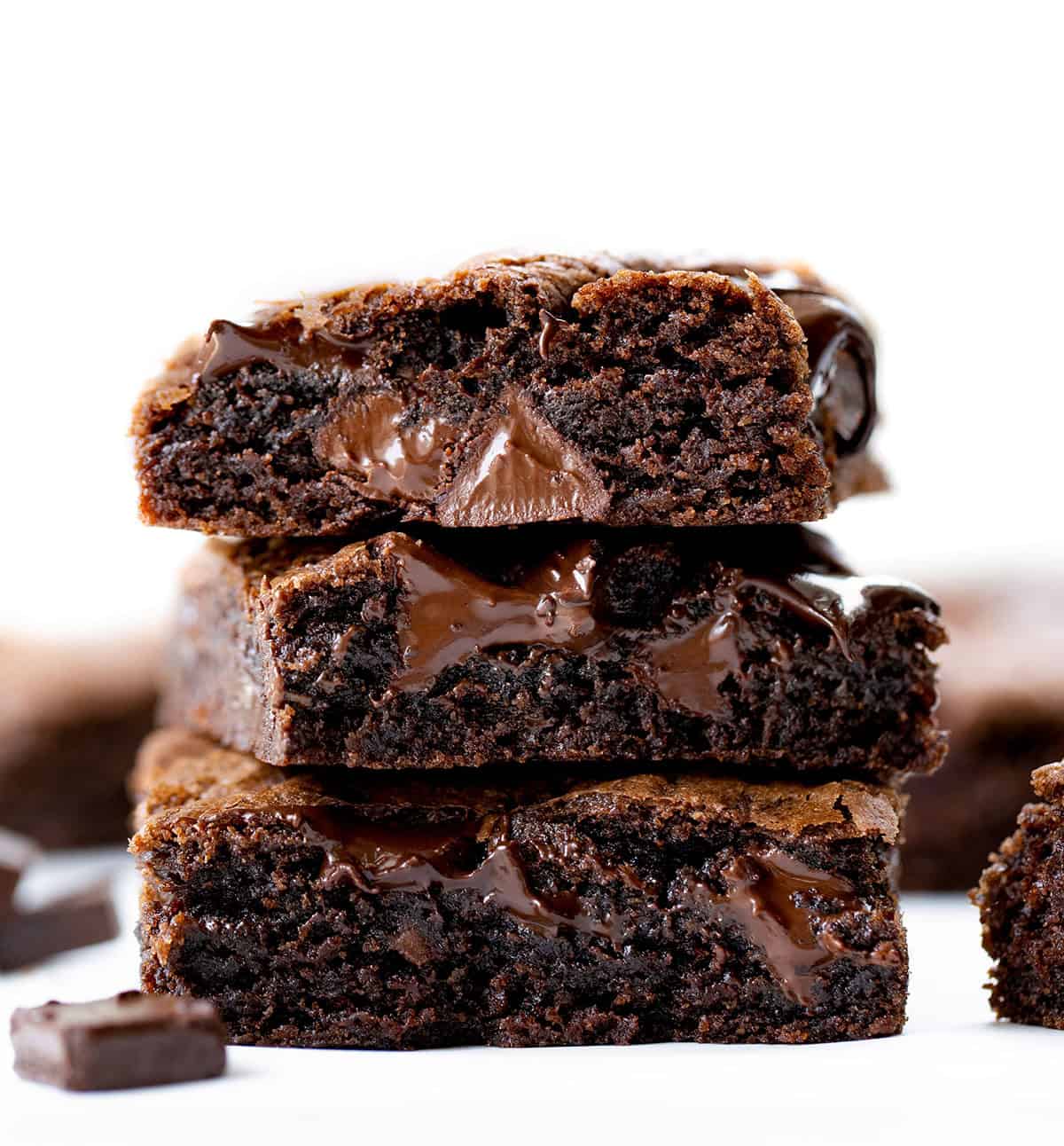 Small stack of Double Chocolate Sheet Pan Cookies close up Small stack of Double Chocolate Sheet Pan Cookies close up.