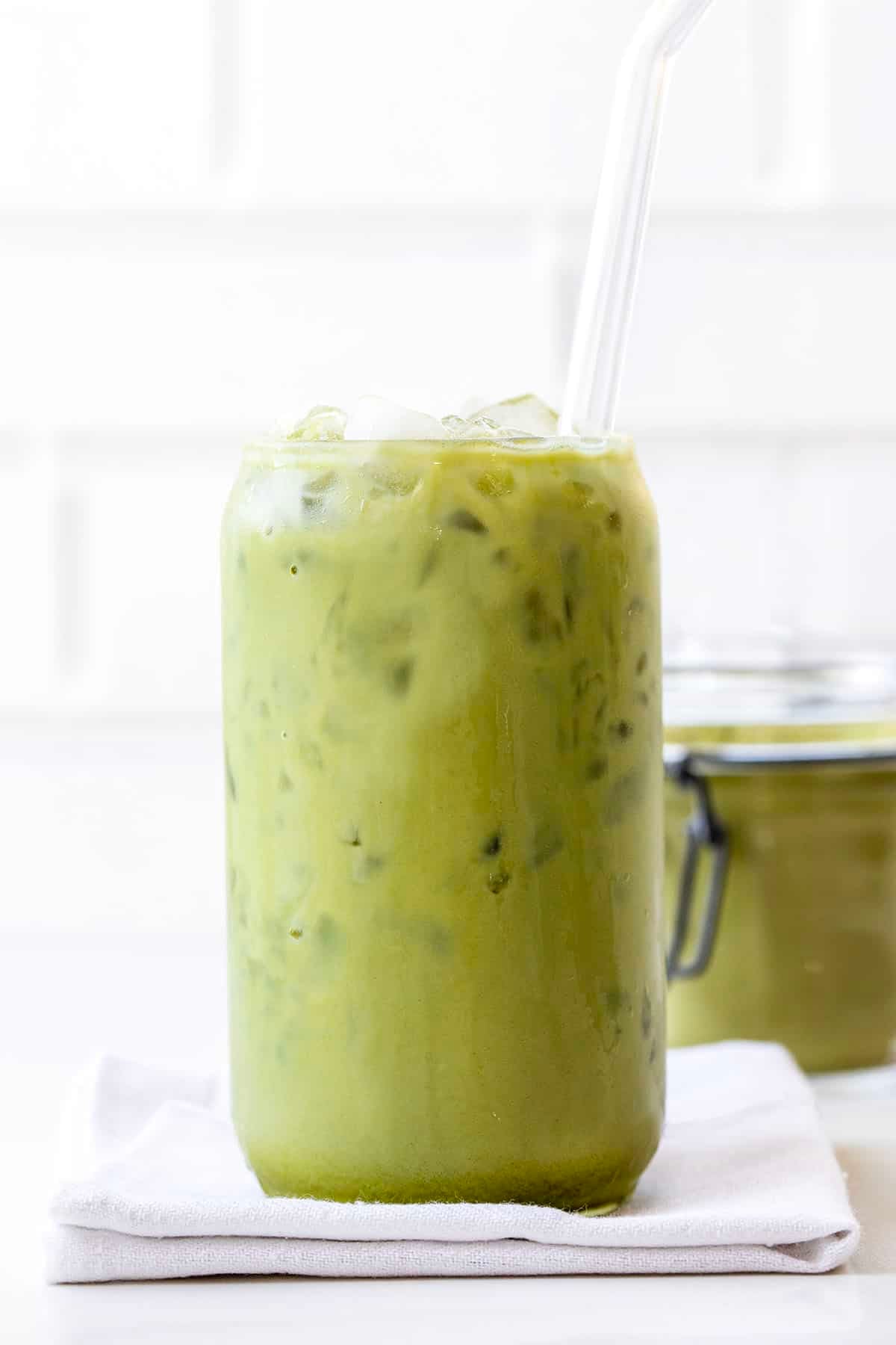Glass of Iced Matcha made from Matcha Latte Mix Glass of Iced Matcha made from Matcha Latte Mix.