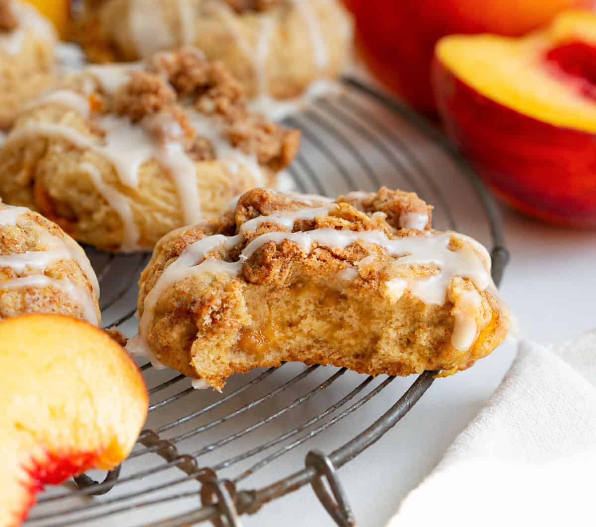 Bit into Peach Crisp Cookie on a wire rack.