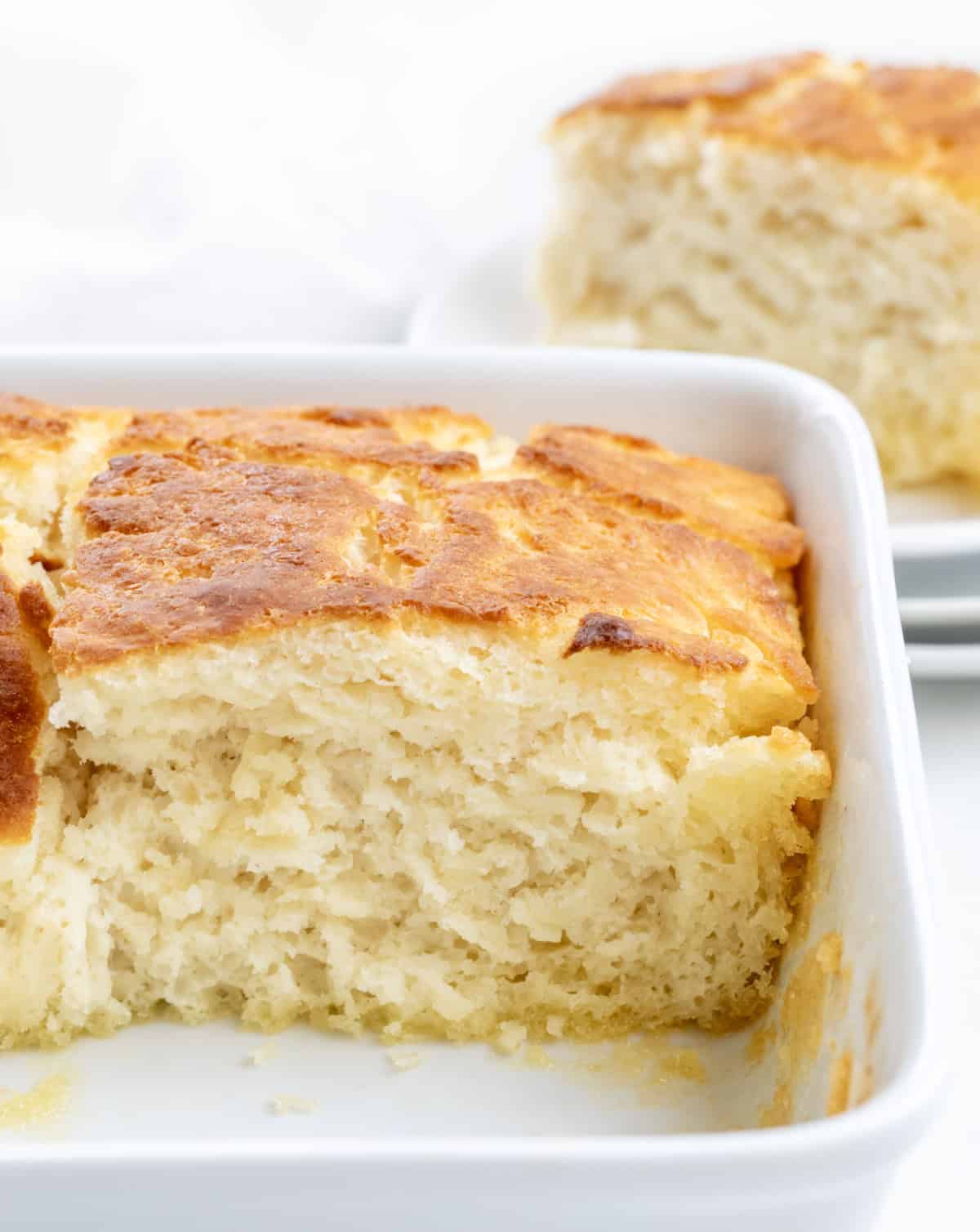 Close up of Butter Swim Biscuits for a Crowd in the pan.