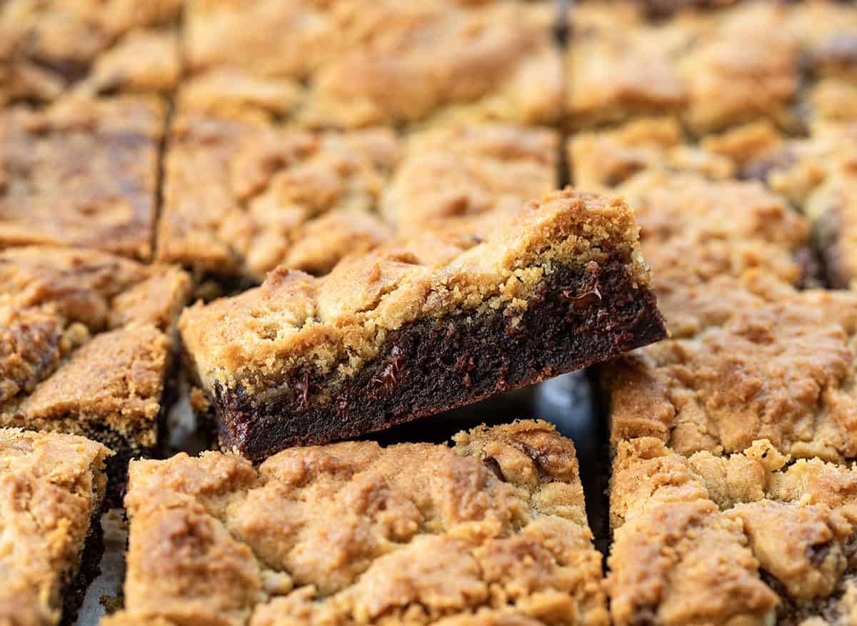 Close up of a Peanut Butter Brookie tilted up next to other Peanut Butter Brookies Close up of a Peanut Butter Brookie tilted up next to other Peanut Butter Brookies.
