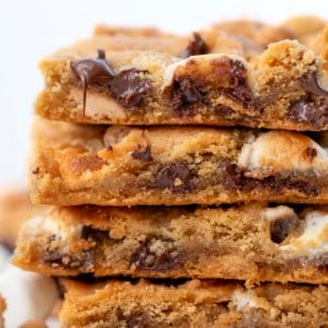 Close up of Sheet Pan Peanut Butter Marshmallow Cookies.