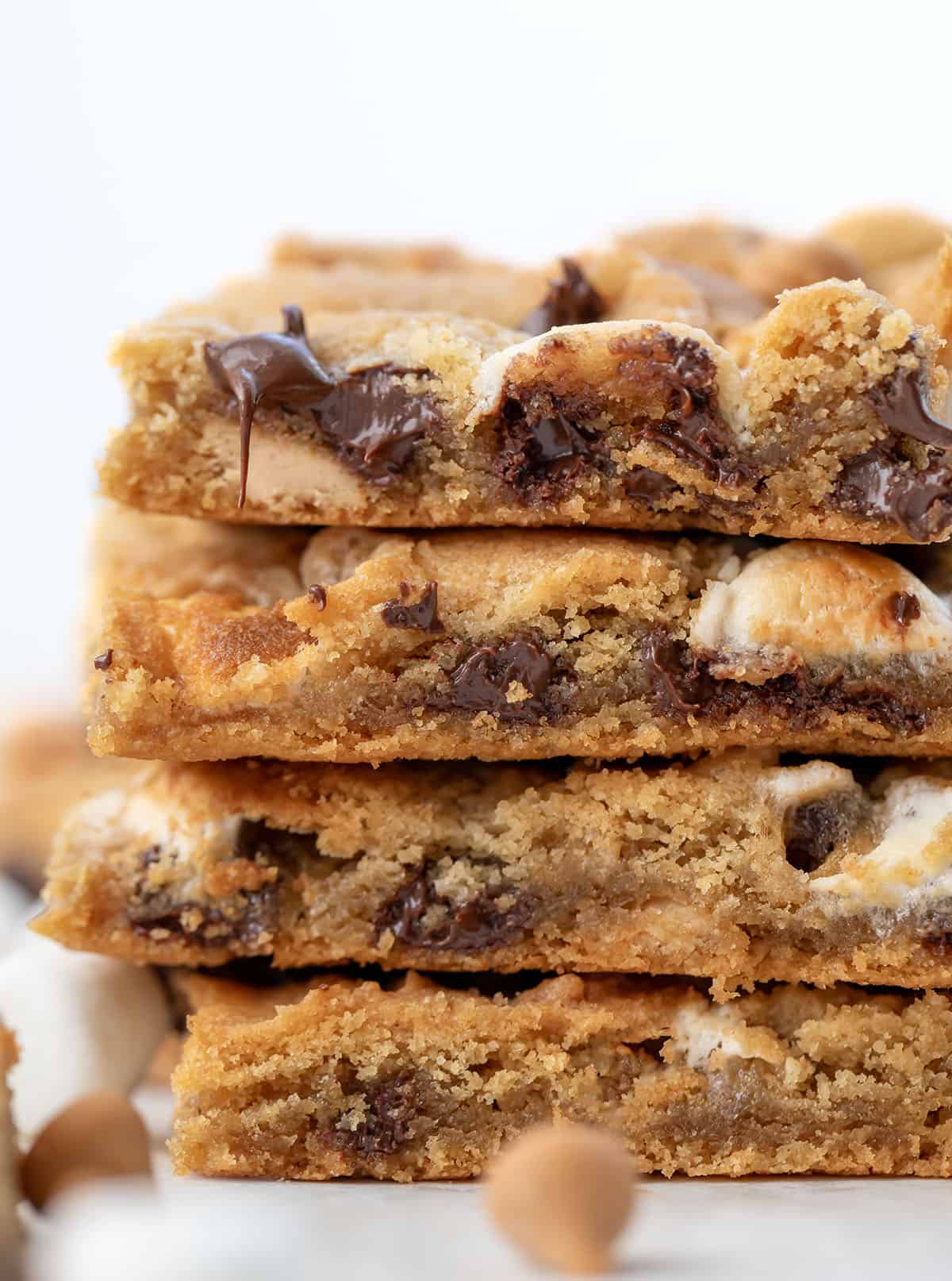 Close up of Sheet Pan Peanut Butter Marshmallow Cookies.