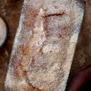 Loaf of Gingerbread Donut Bread from overhead.