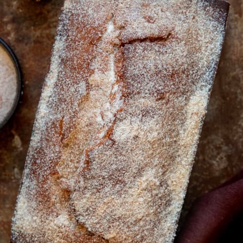 Loaf of Gingerbread Donut Bread from overhead.