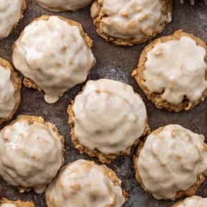 Iced Gingerbread Oatmeal Cookies from overhead.