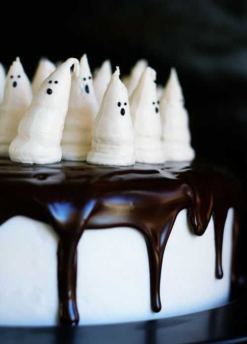 Ghosts on top of Boo-tiful Halloween Cake